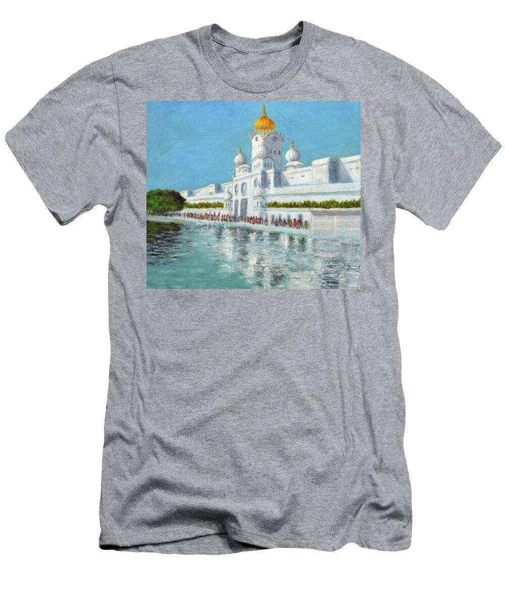 Golden Temple T-Shirt featuring the painting Golden temple Series 4 by Uma Krishnamoorthy