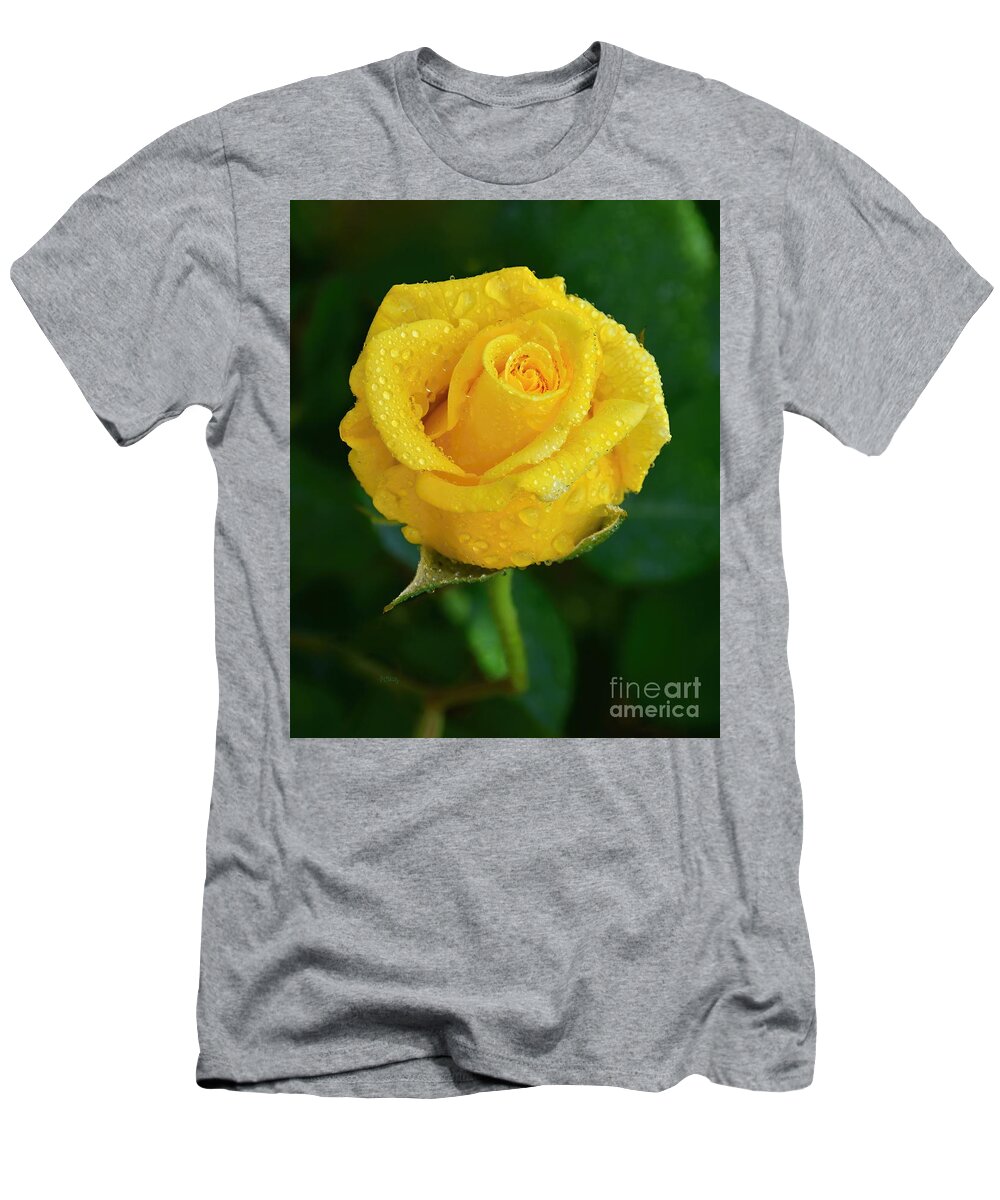 Gorgeous Misty Yellow Rose T-Shirt featuring the photograph Gorgeous Misty Yellow Rose by Patrick Witz