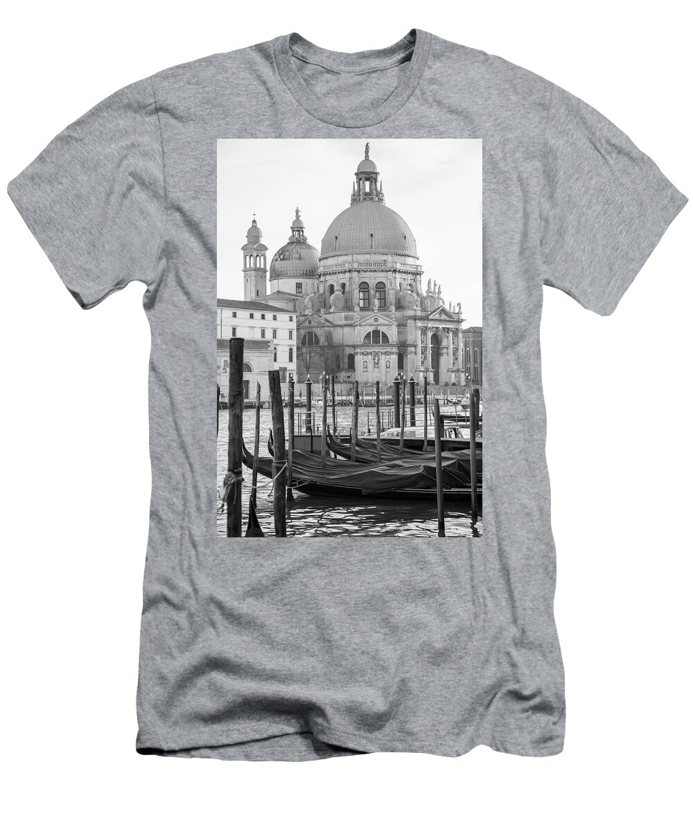 Canon T-Shirt featuring the photograph Grand Canal in Venice Black and White by John McGraw