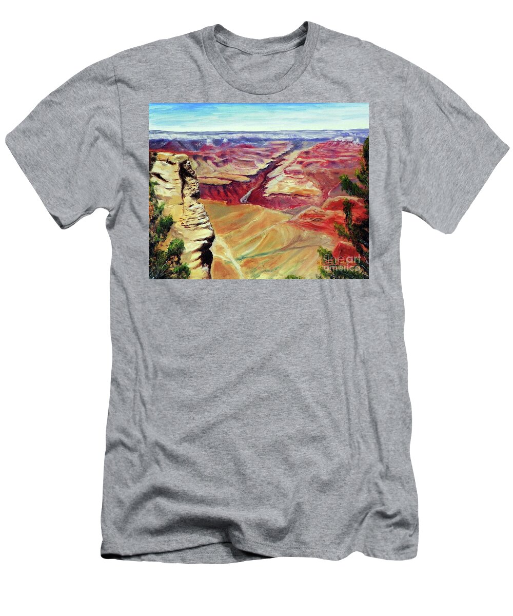 Sherril Porter T-Shirt featuring the painting Grand Canyon Overlook by Sherril Porter