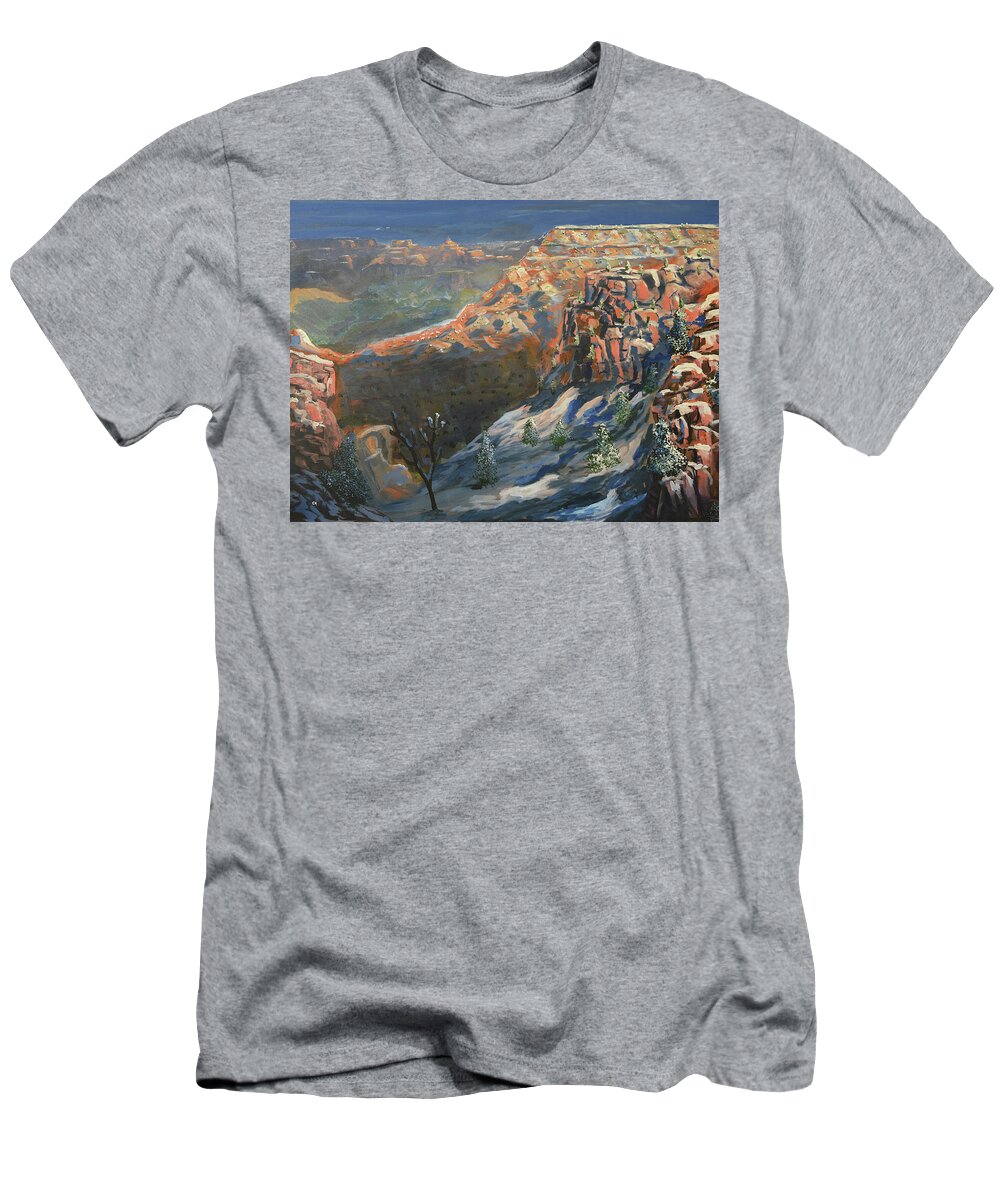 Grand Canyon T-Shirt featuring the painting Grand Canyon Winter by Chance Kafka