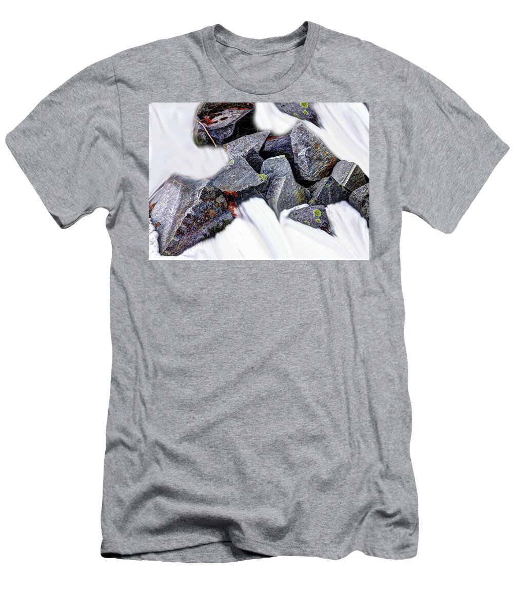 Granite T-Shirt featuring the photograph Granite in a Snowstream by Wayne King