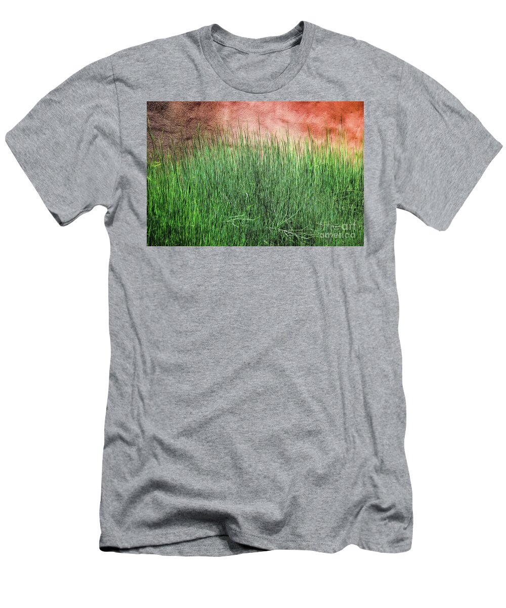 Jon Burch T-Shirt featuring the photograph Grass Against A Wall by Jon Burch Photography
