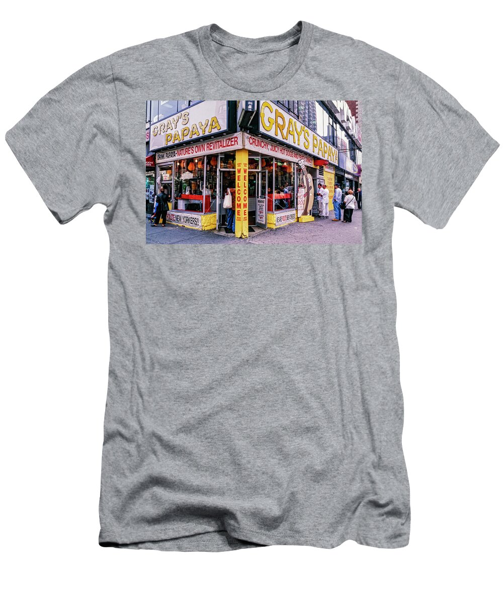 Gray's Papaya, 72nd Street, Broadway, Upper West Side, Manhattan T-Shirt by  Peter Bennett - Fine Art America