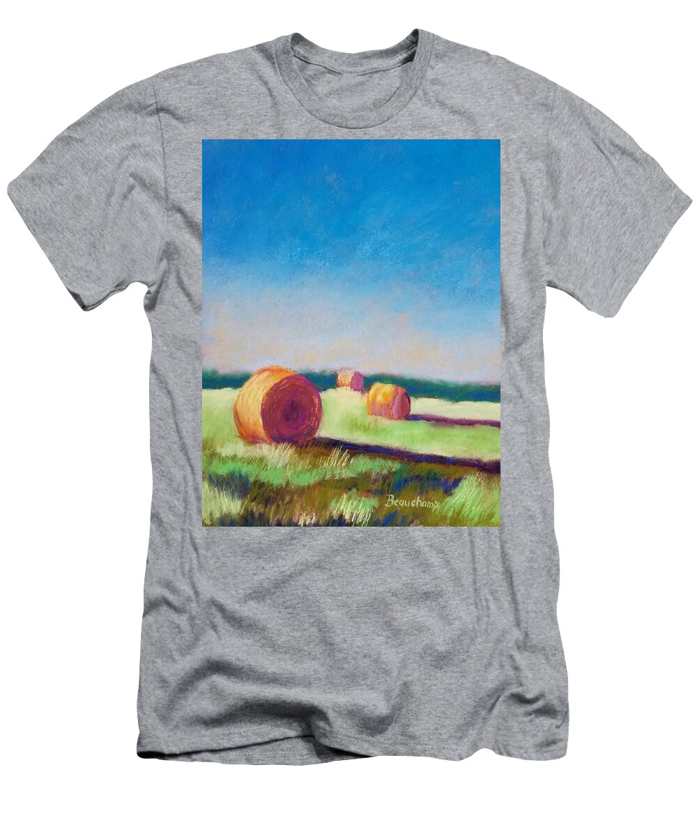 Hay Bale T-Shirt featuring the pastel Great Bales of Fire Study by Nancy Beauchamp