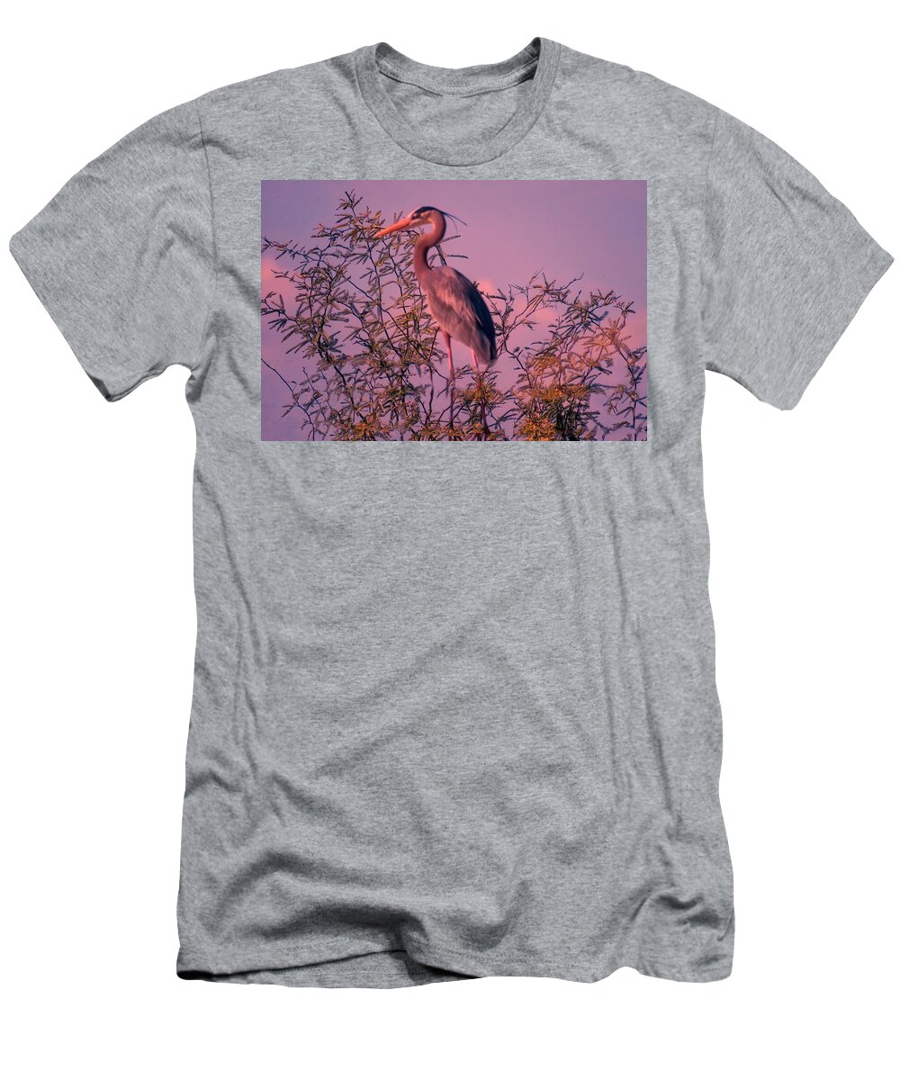 Arizona T-Shirt featuring the photograph Great Blue Heron - Artistic 6 by Judy Kennedy