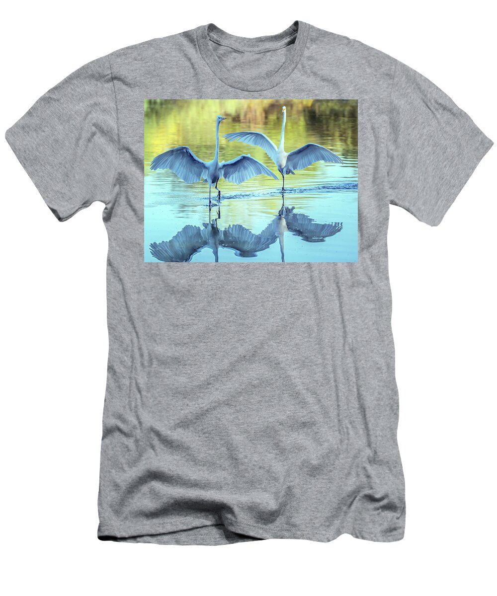Great Egret T-Shirt featuring the photograph Great Egrets 3492-100620-2 by Tam Ryan