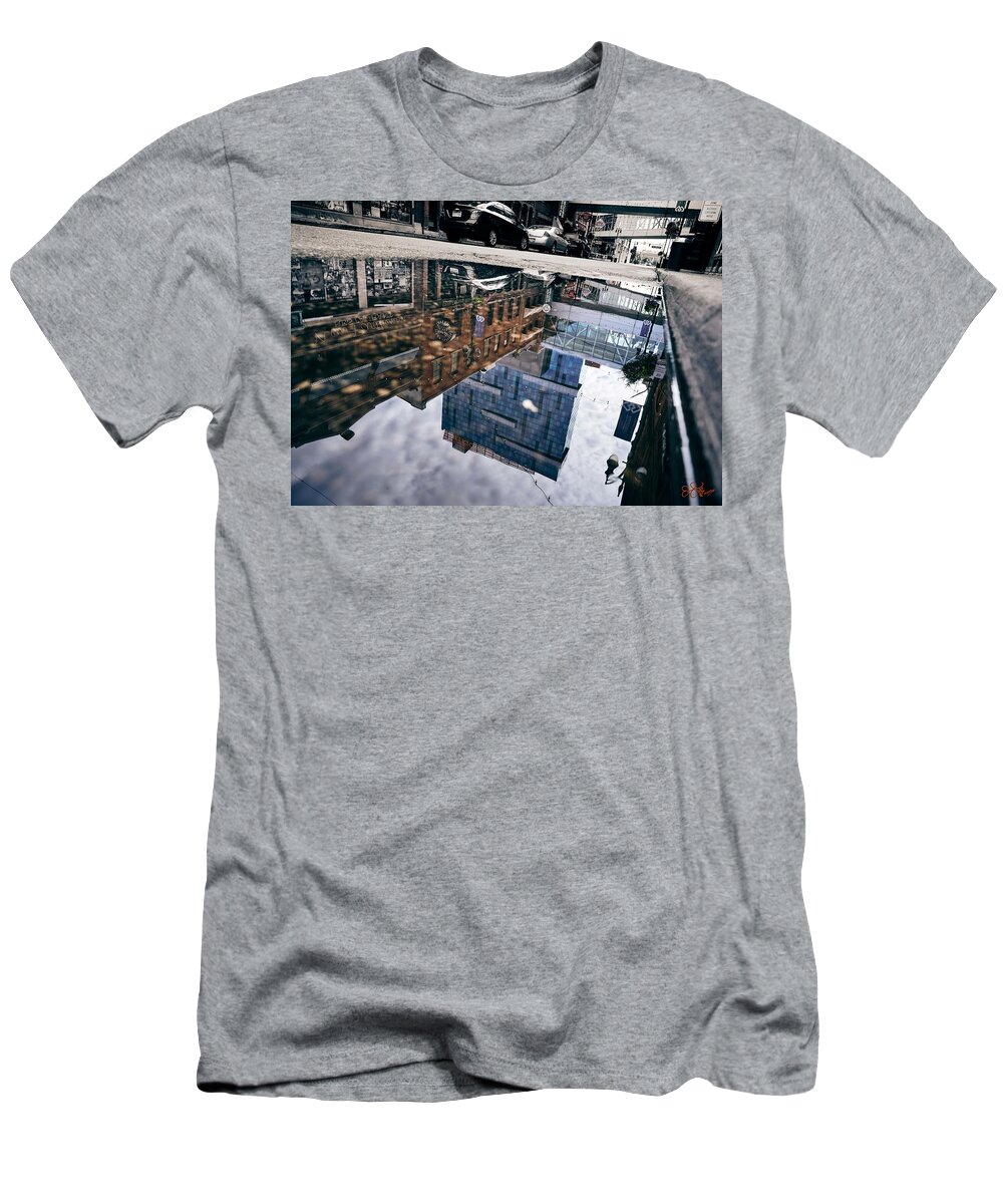 Greektown T-Shirt featuring the photograph Greektown Casino in the puddle by Jessica Laura