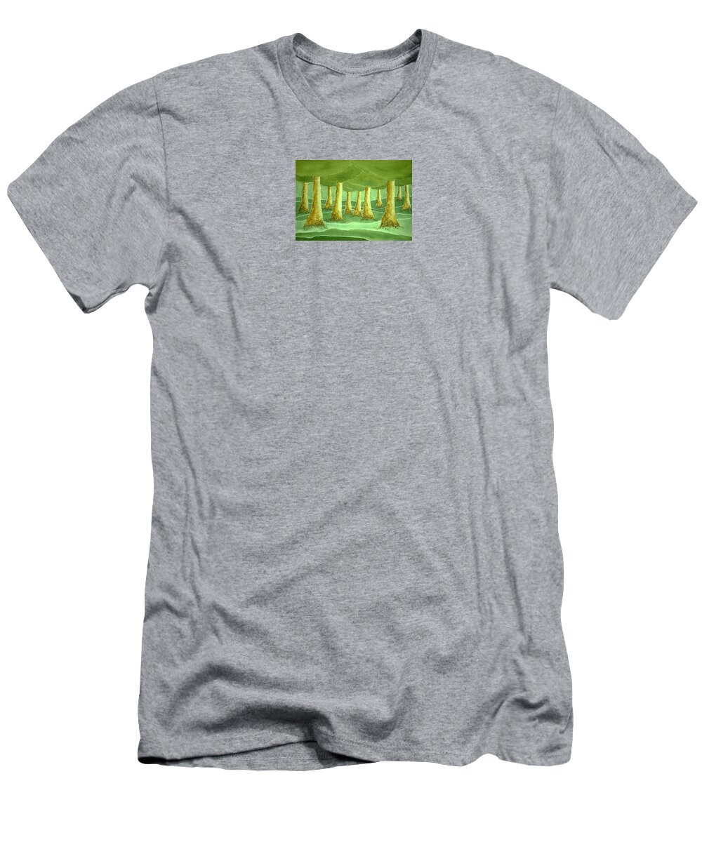 Watercolor T-Shirt featuring the painting Green Grove by John Klobucher