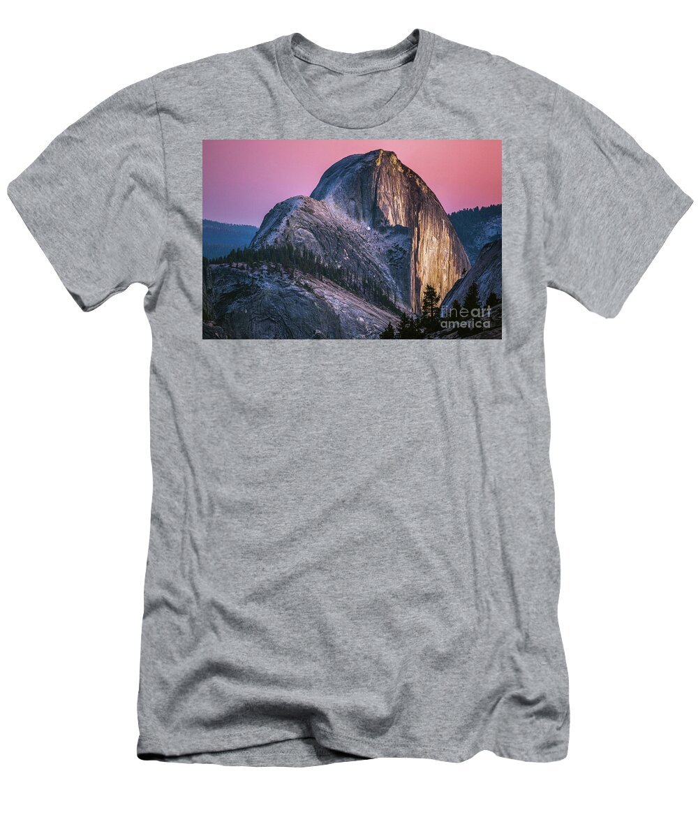 Half Dome T-Shirt featuring the photograph Half Dome Alpenglow by Anthony Michael Bonafede