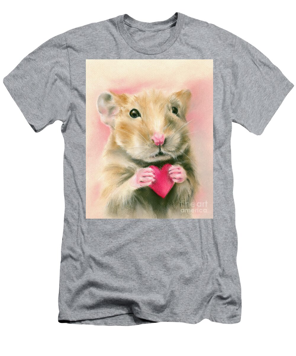 Animal T-Shirt featuring the painting Hamster Valentine by MM Anderson