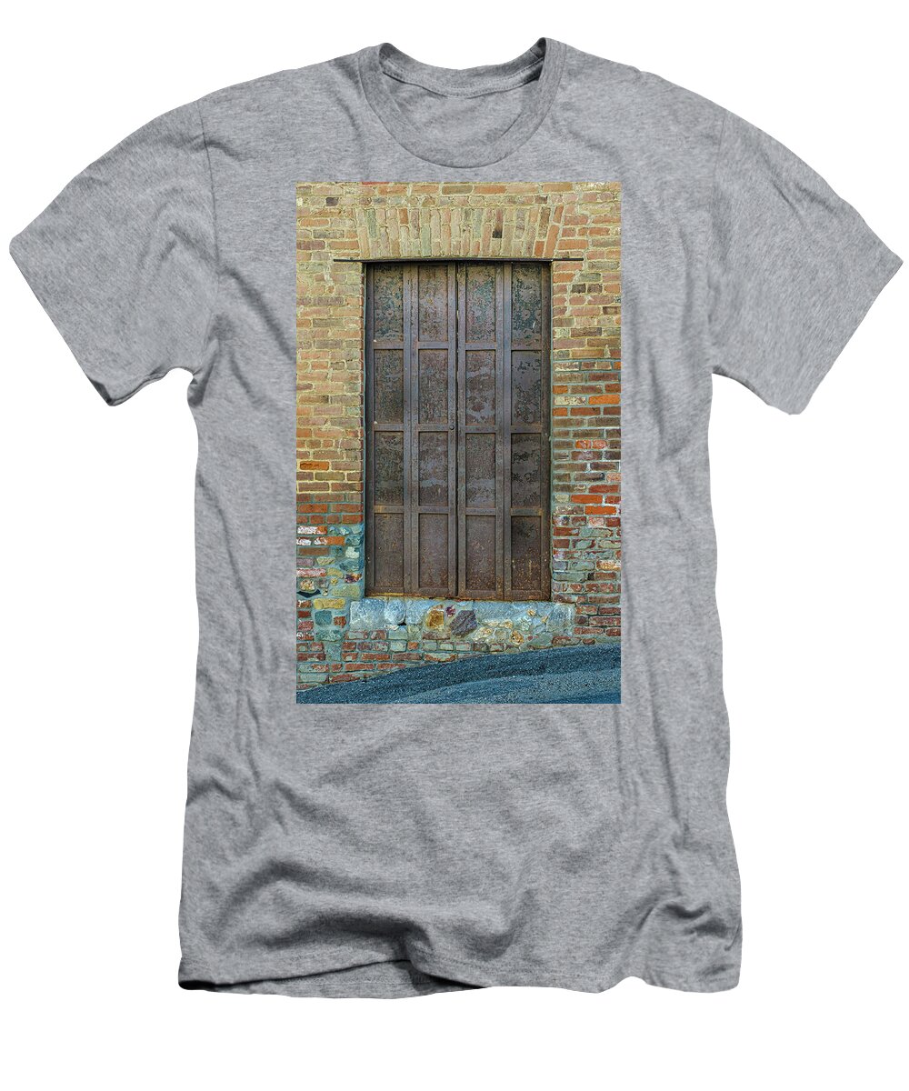 Metal T-Shirt featuring the photograph Handcrafted Metal Door by Tony Locke