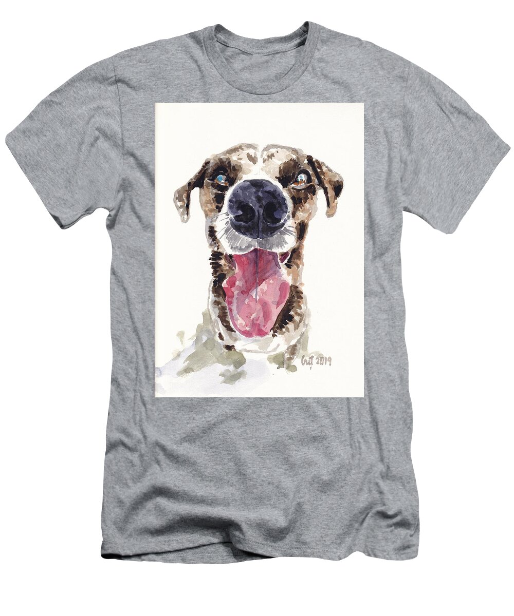 Watercolor T-Shirt featuring the painting Happy Dog by George Cret