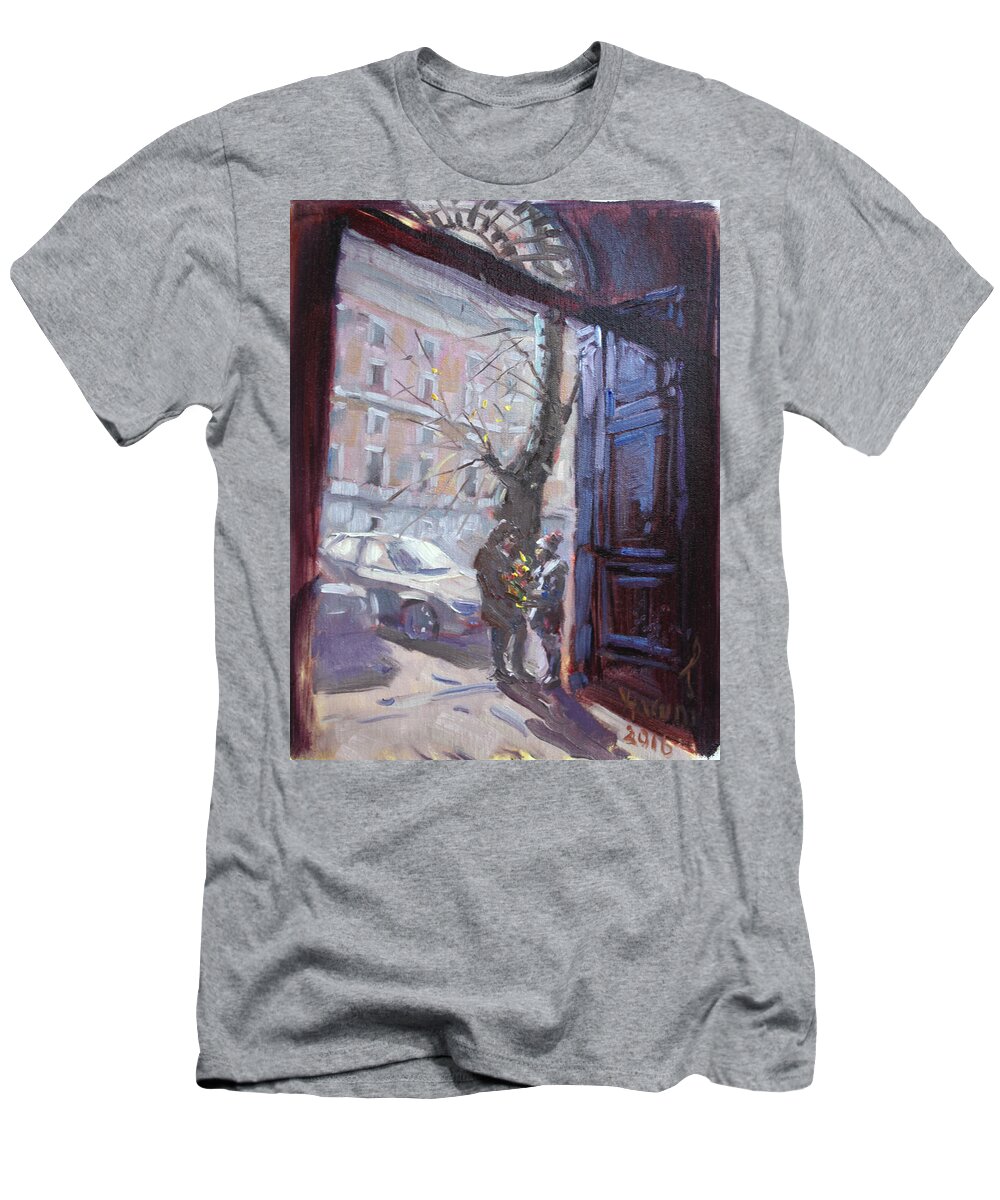 Valentines Day T-Shirt featuring the painting Happy Valentines Day by Ylli Haruni