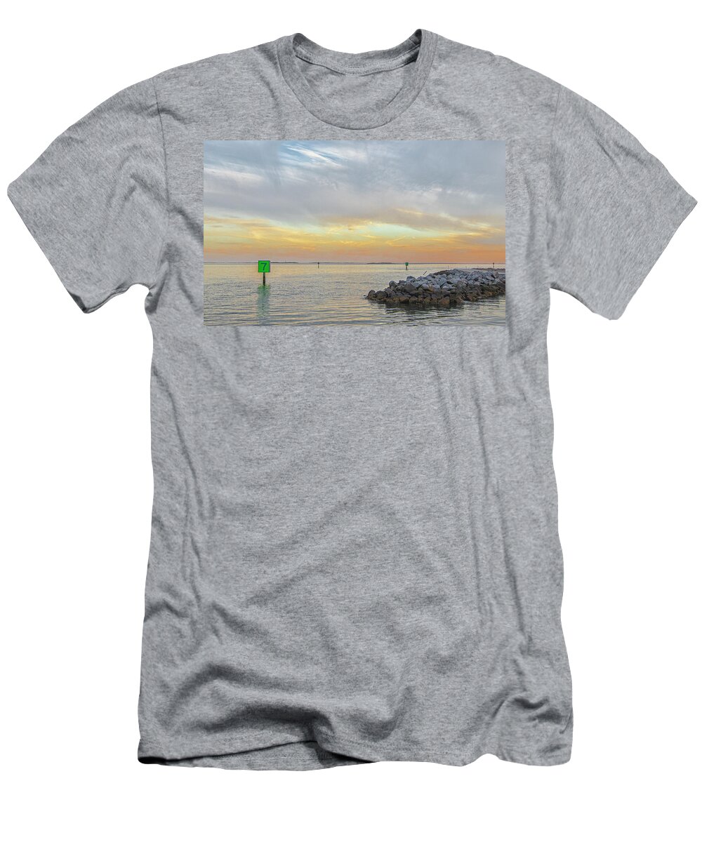 Harkers Island T-Shirt featuring the photograph Harkers Island Sunset Over Core Sound by Bob Decker