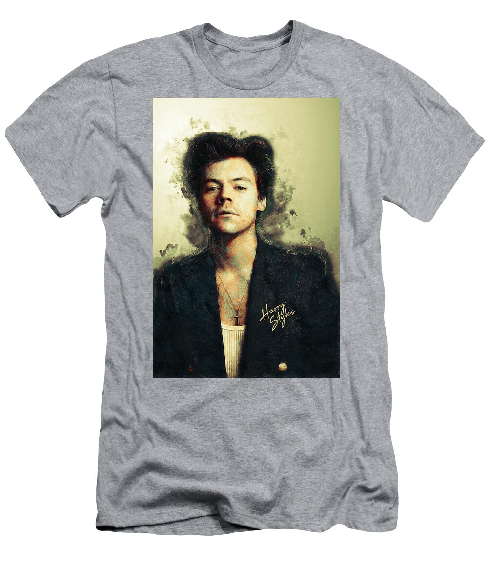 Harry Styles T-Shirt featuring the digital art Harry Styles - Vintage, Victorian Style Painting 01 by Studio Grafiikka