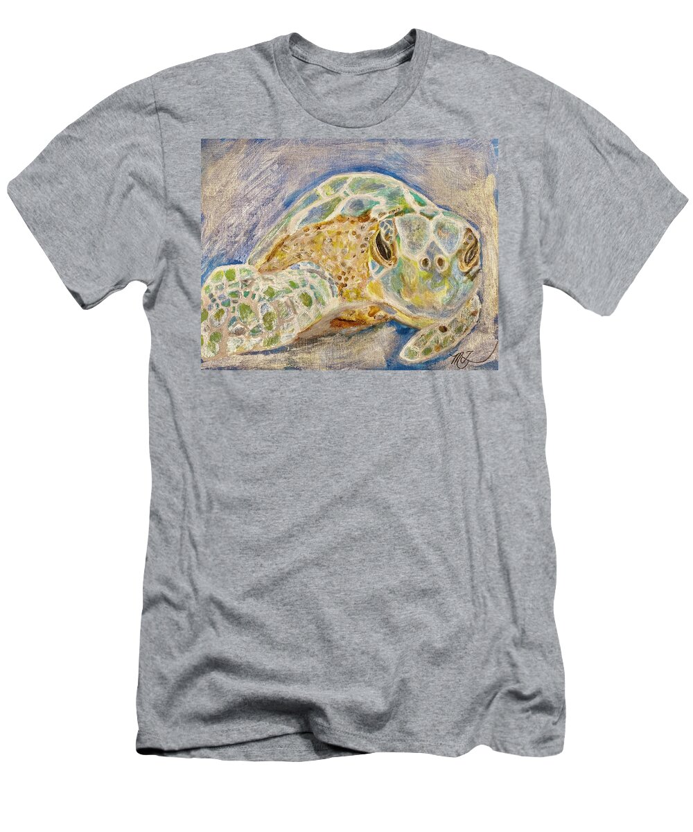 Ocean Life T-Shirt featuring the painting Hawaiian Green Sea Turtle by Melody Fowler