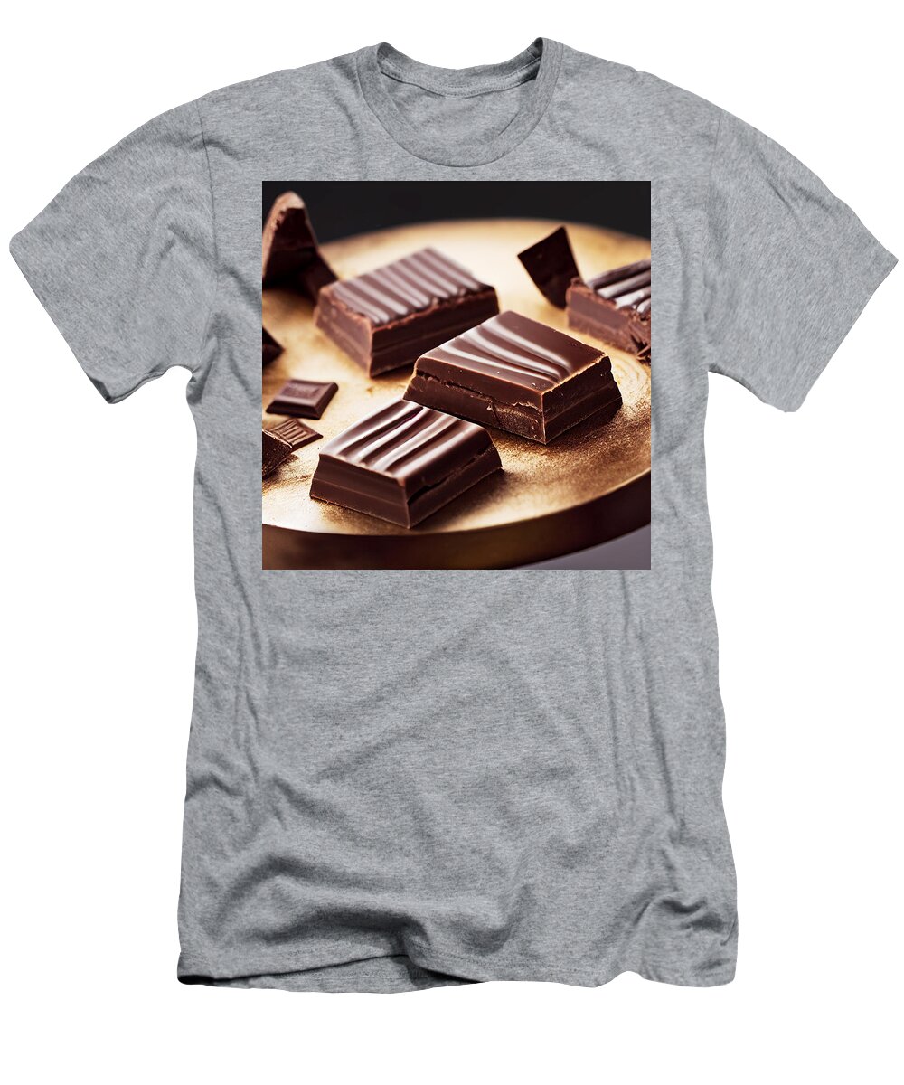 Hazlenut Chocolates On Gold Platter T-Shirt featuring the digital art Hazlenut Chocolates On Gold Platter by Craig Boehman