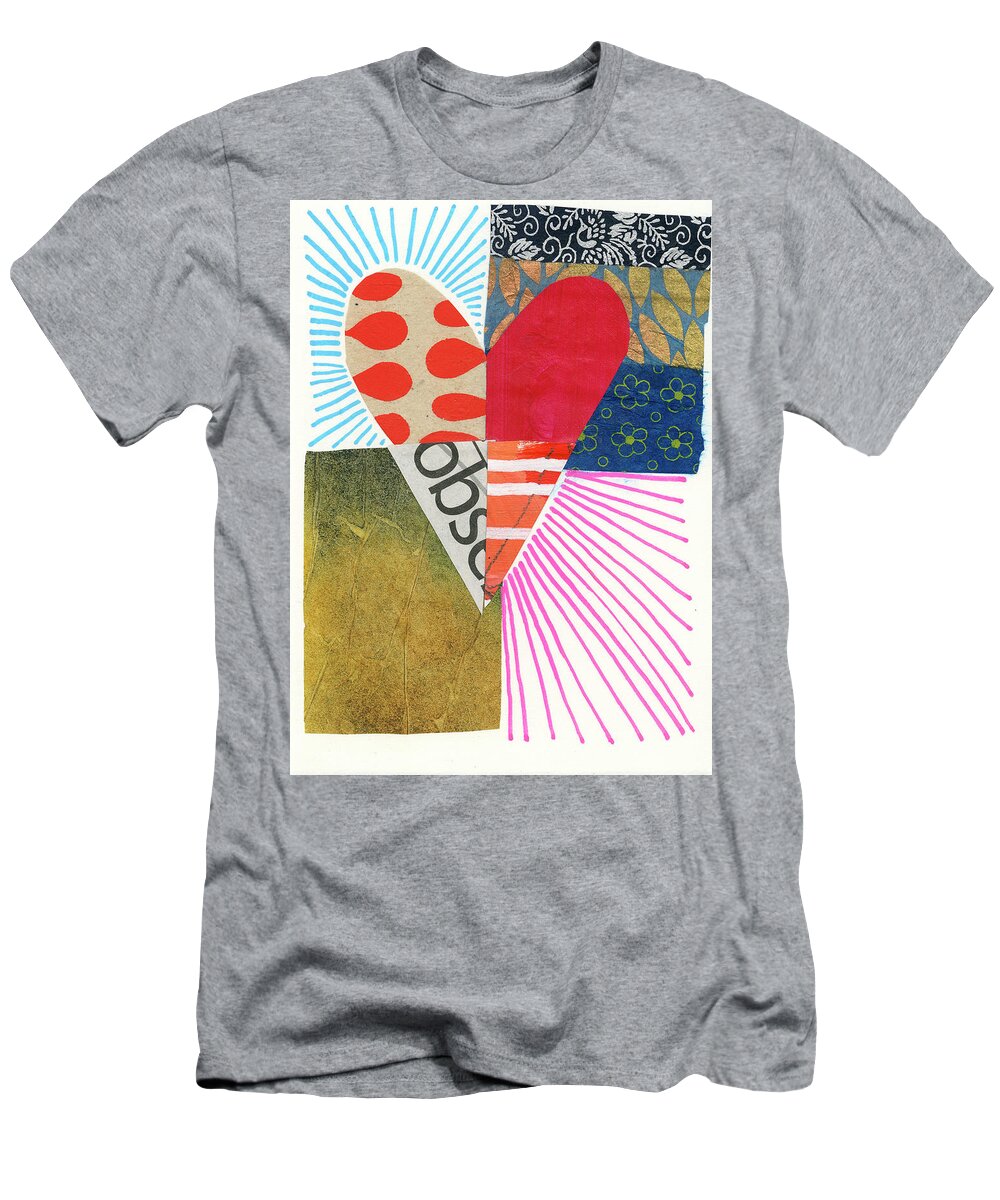 Abstract Art T-Shirt featuring the painting Heart Collage #52 by Jane Davies