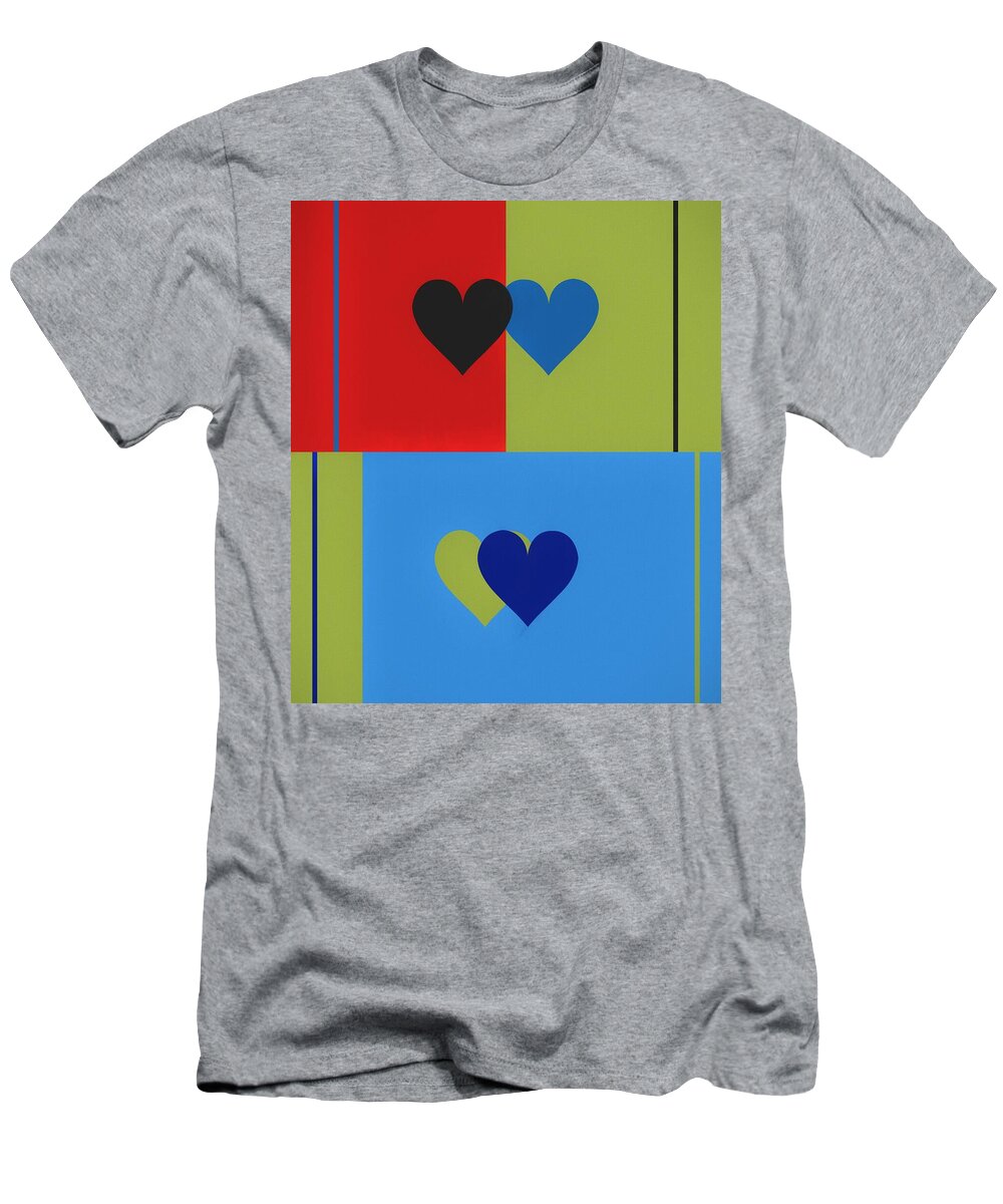 Hearts Pop Art T-Shirt featuring the mixed media Hearts Pop Art by Dan Sproul