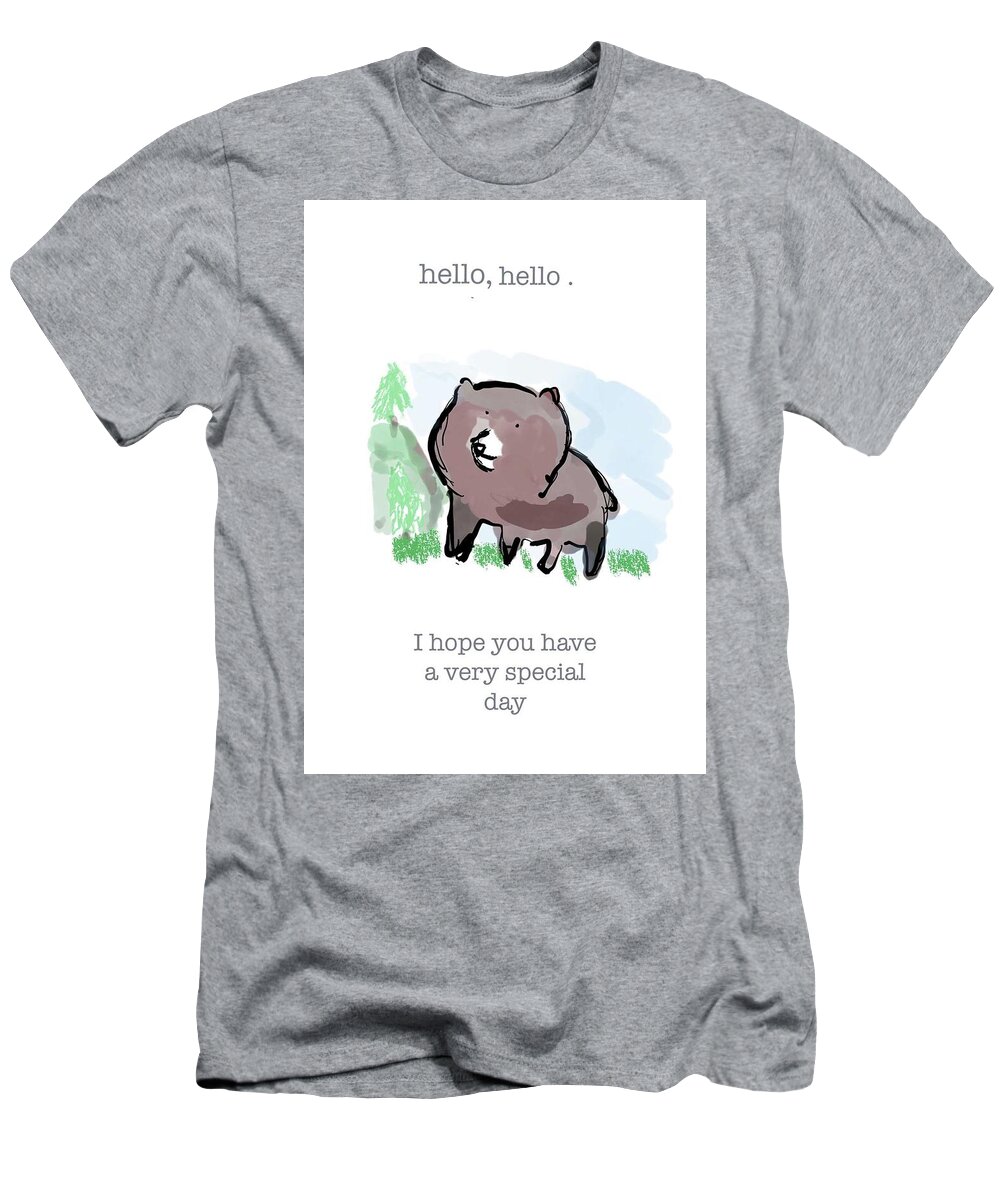 Hi T-Shirt featuring the digital art Hello Bear by Ashley Rice