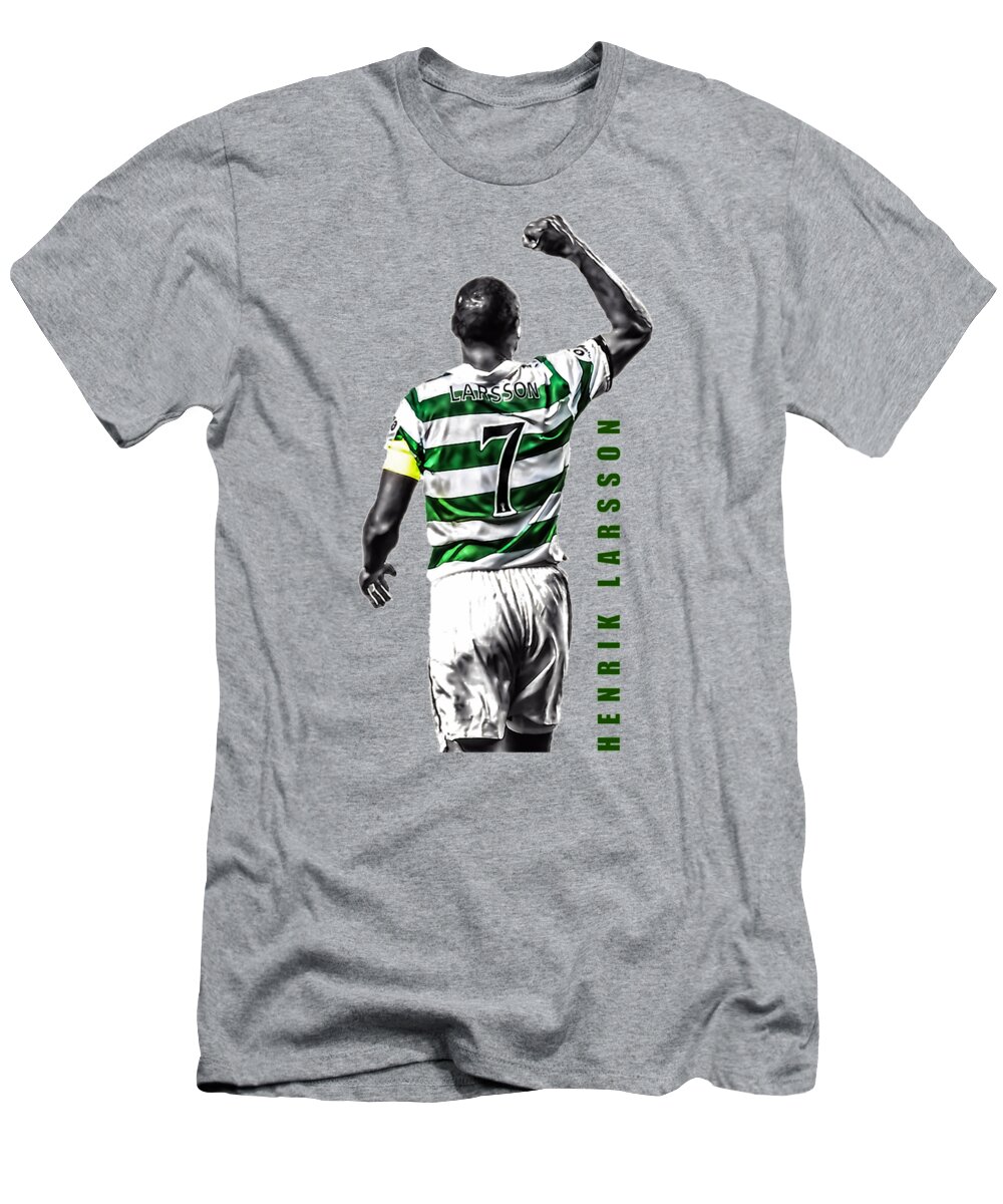 Celtic Fc T-Shirt featuring the digital art Henrik Larsson Celtic Football Club Legend Artwork by Maxence Jaubert