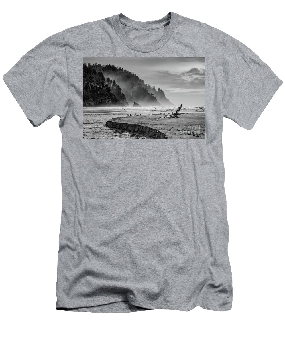 Al Andersen T-Shirt featuring the photograph Hills And Mist At Proposal Rock BW by Al Andersen
