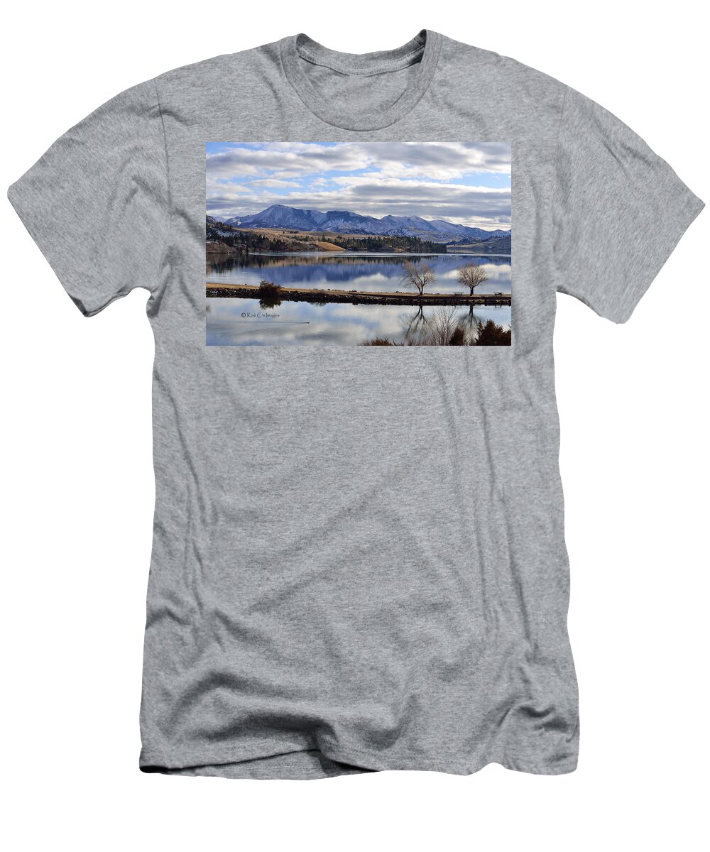 Lake T-Shirt featuring the photograph Holter Lake and Distant Mountain Peaks by Kae Cheatham