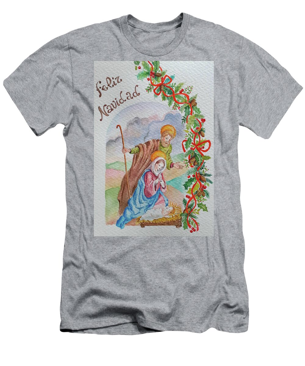 Merry Christmas T-Shirt featuring the painting Most Holy by Carolina Prieto Moreno