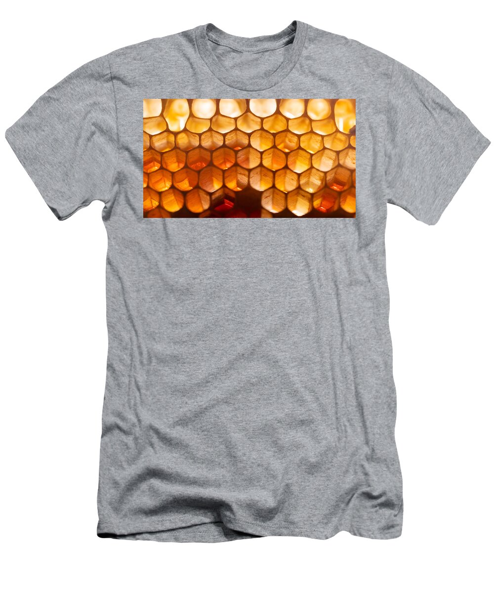 Honey T-Shirt featuring the photograph Honeycomb Macro by Amelia Pearn