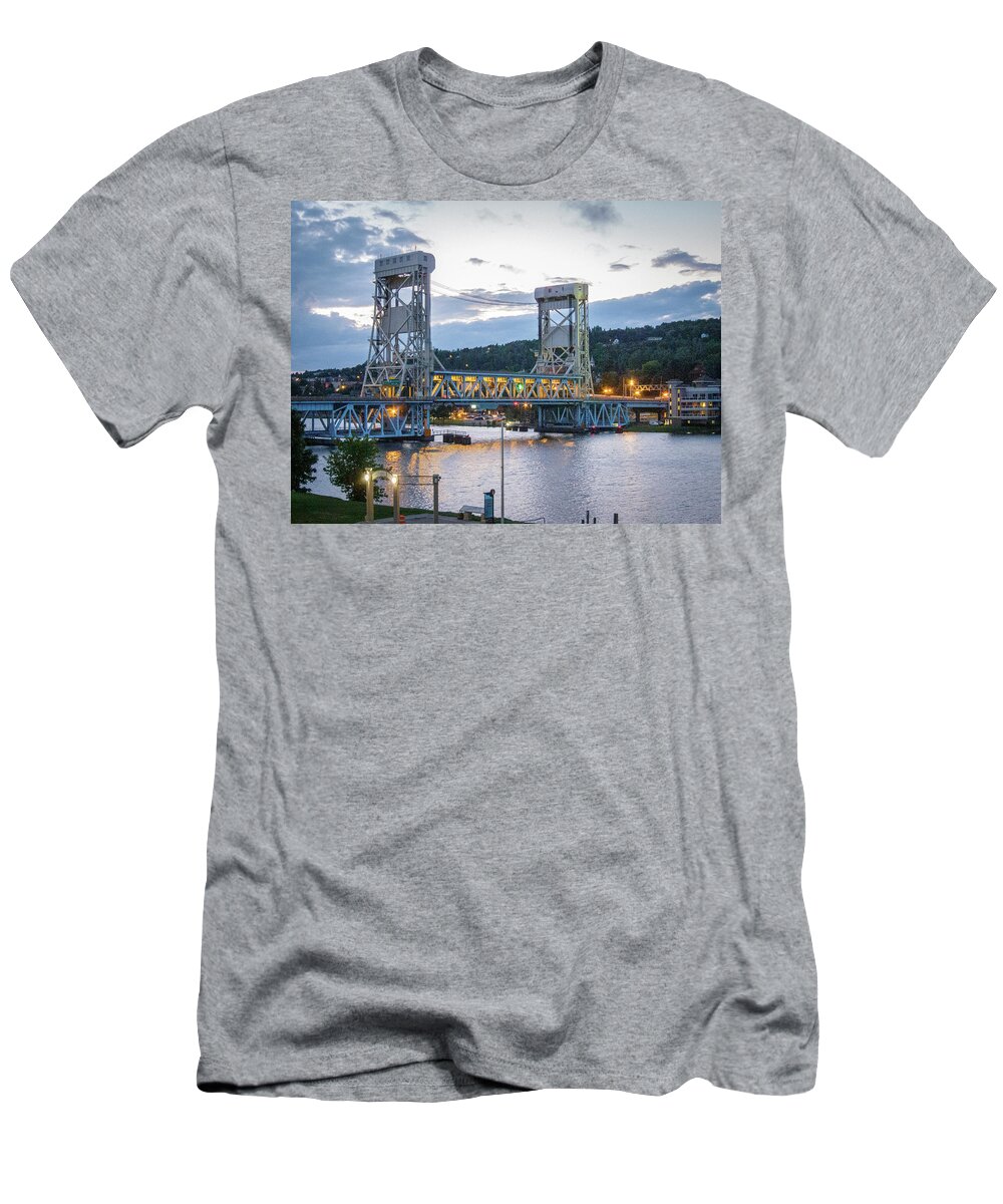 Bridge T-Shirt featuring the photograph Houghton Hancock Bridge Upper Peninsula Michigan by Mary Lee Dereske