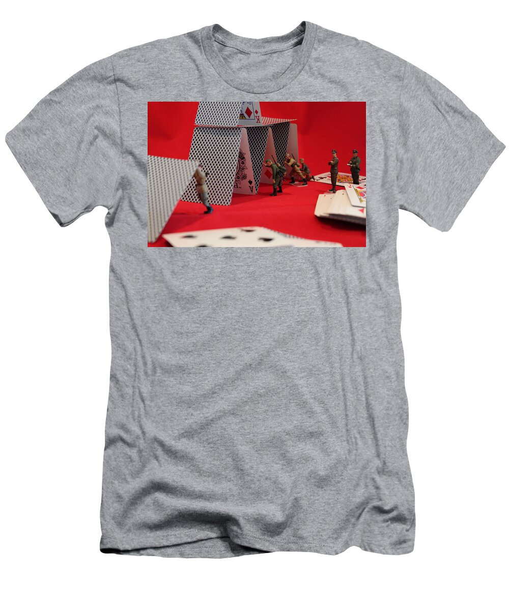 Cards T-Shirt featuring the photograph House of Cards by Army Men Around the House