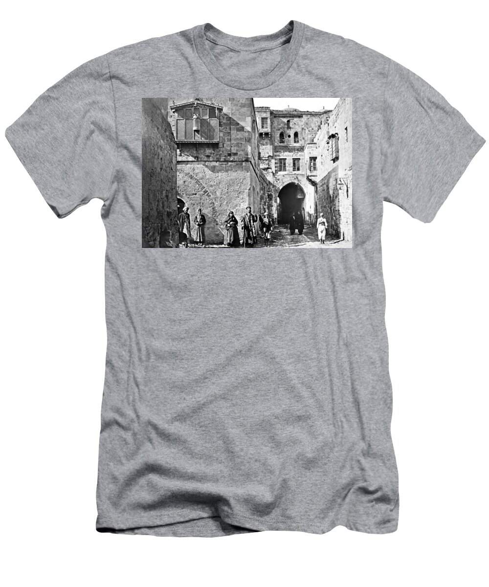 Jerusalem T-Shirt featuring the photograph House of the Rich Man in 1910 by Munir Alawi
