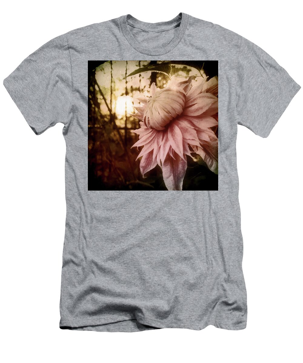 Pink Clematis T-Shirt featuring the photograph I Bloom Only for You She Whispered by Susan Maxwell Schmidt