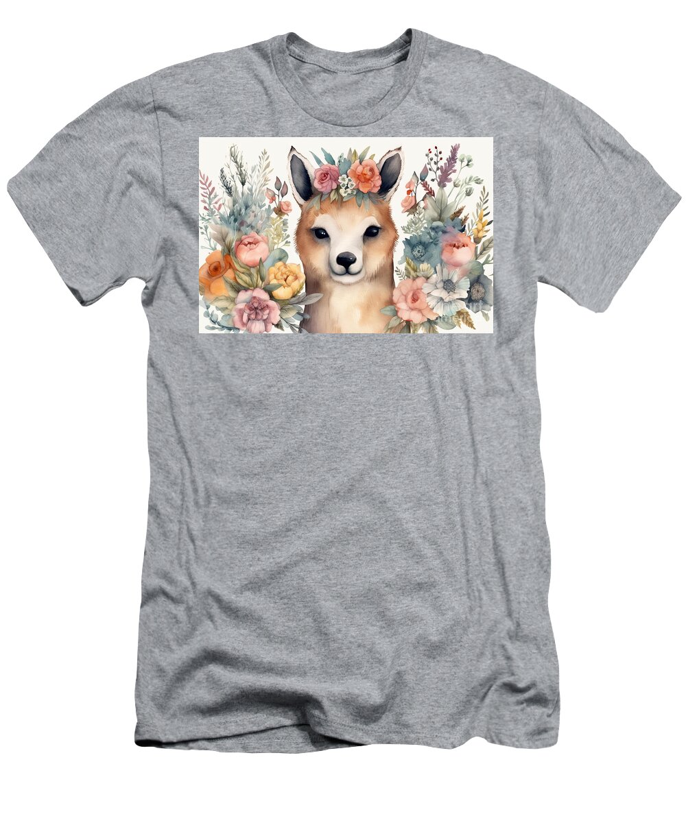 Generative T-Shirt featuring the painting Illustration of a bear, a koala, a fox, and other animals in wat by N Akkash
