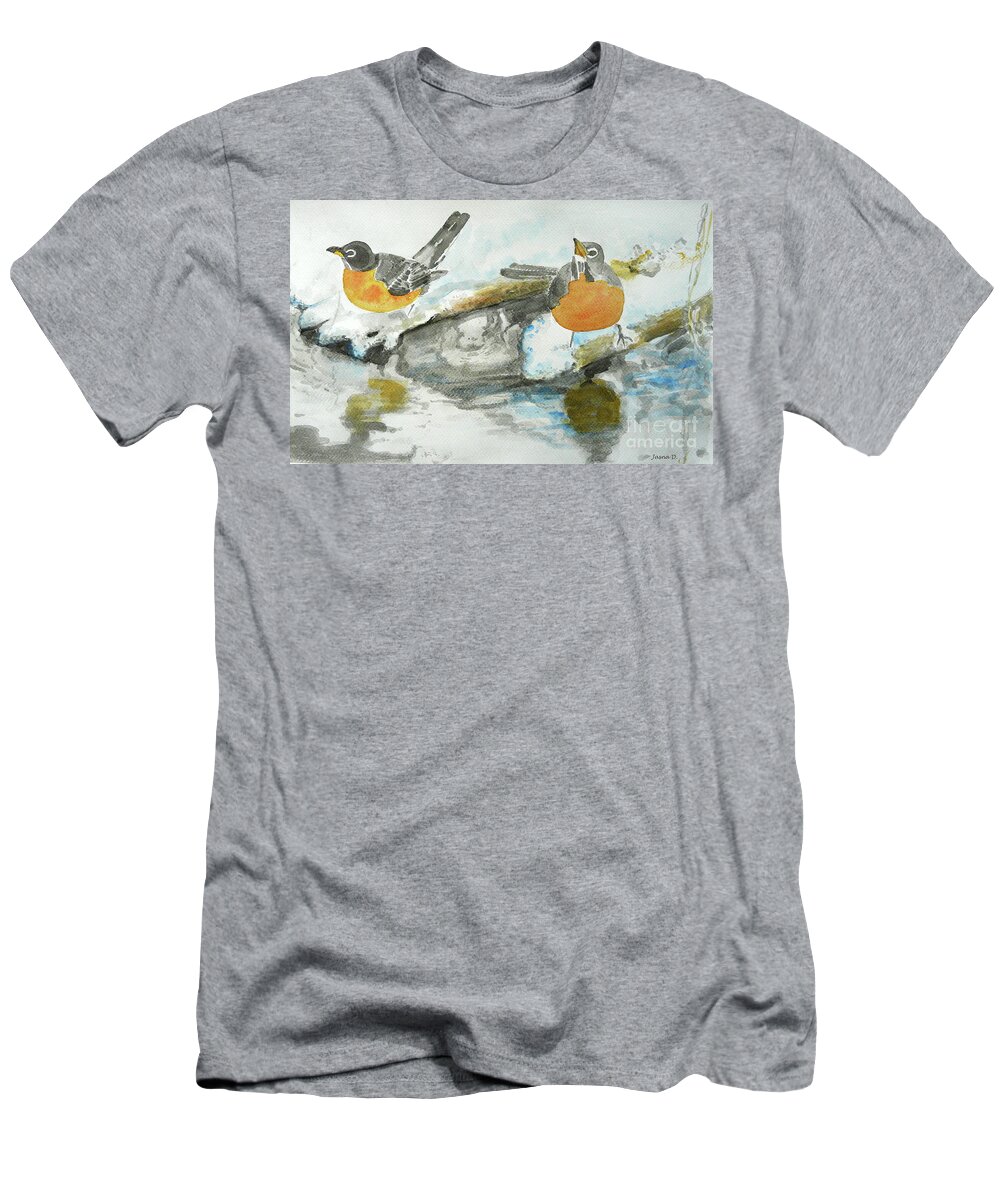 Birds T-Shirt featuring the painting In anticipation by Jasna Dragun