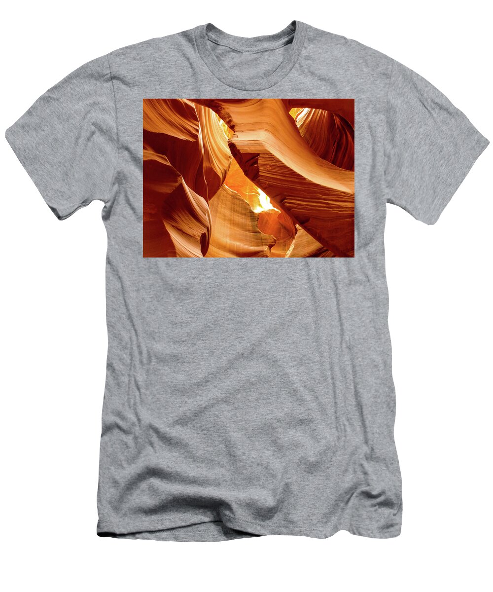 Antelope Canyon T-Shirt featuring the photograph In The Desert There Is Only Sand - Antelope Canyon. Page, Arizona by Earth And Spirit