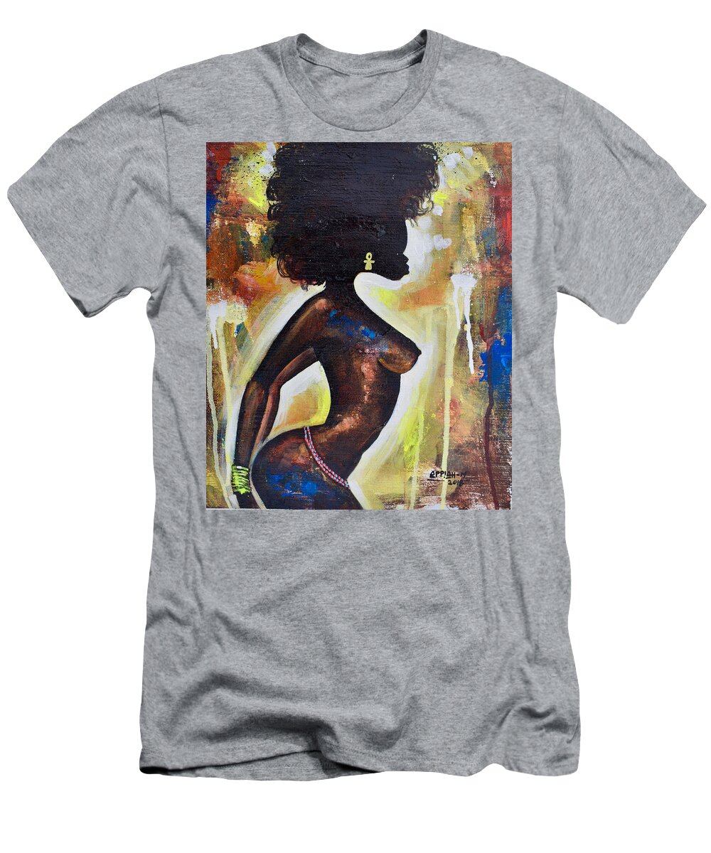Africa T-Shirt featuring the painting In the Night 2 by Appiah Ntiaw