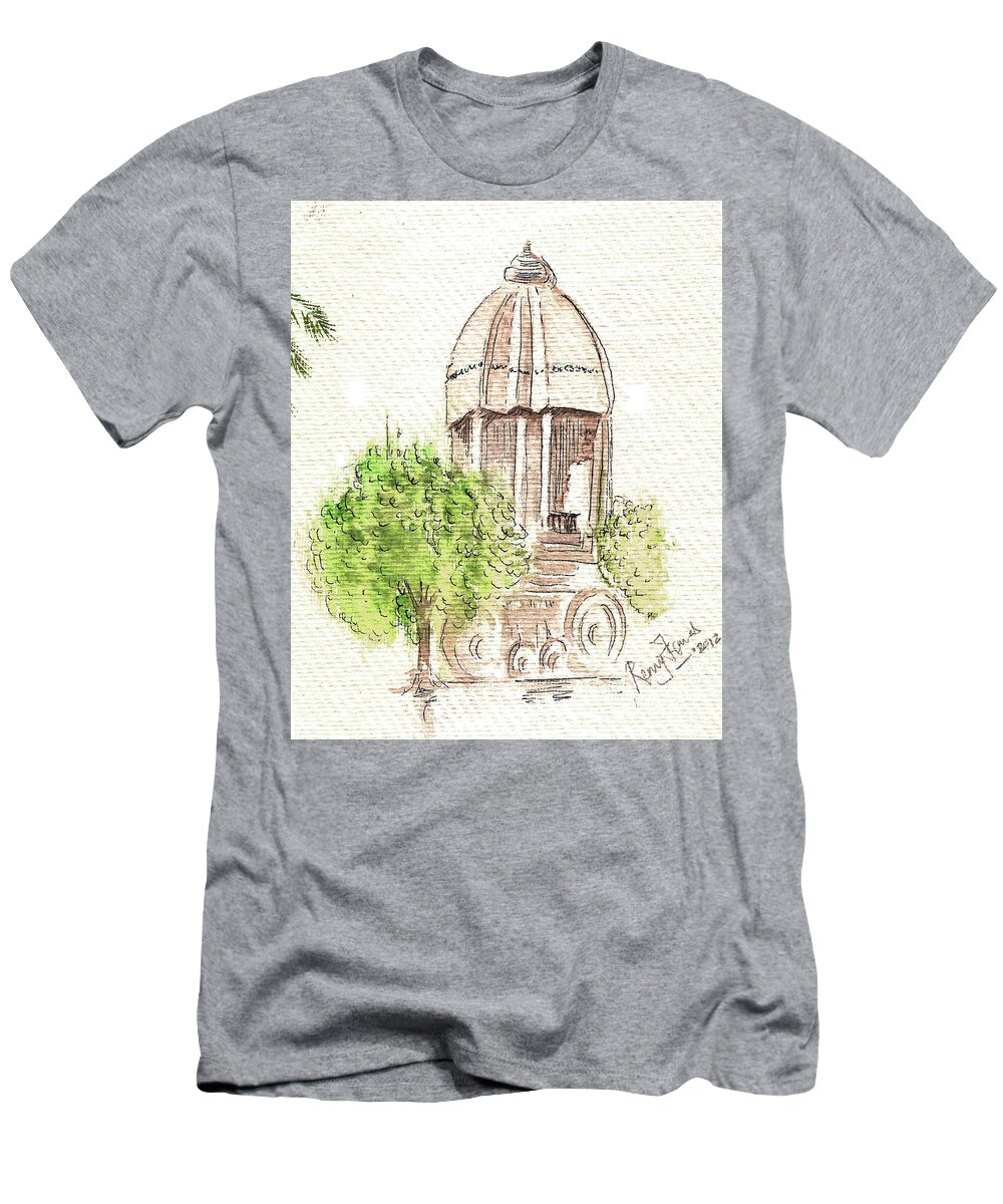Valluvarkottam T-Shirt featuring the painting Indian Monument - Valluvarkottam by Remy Francis