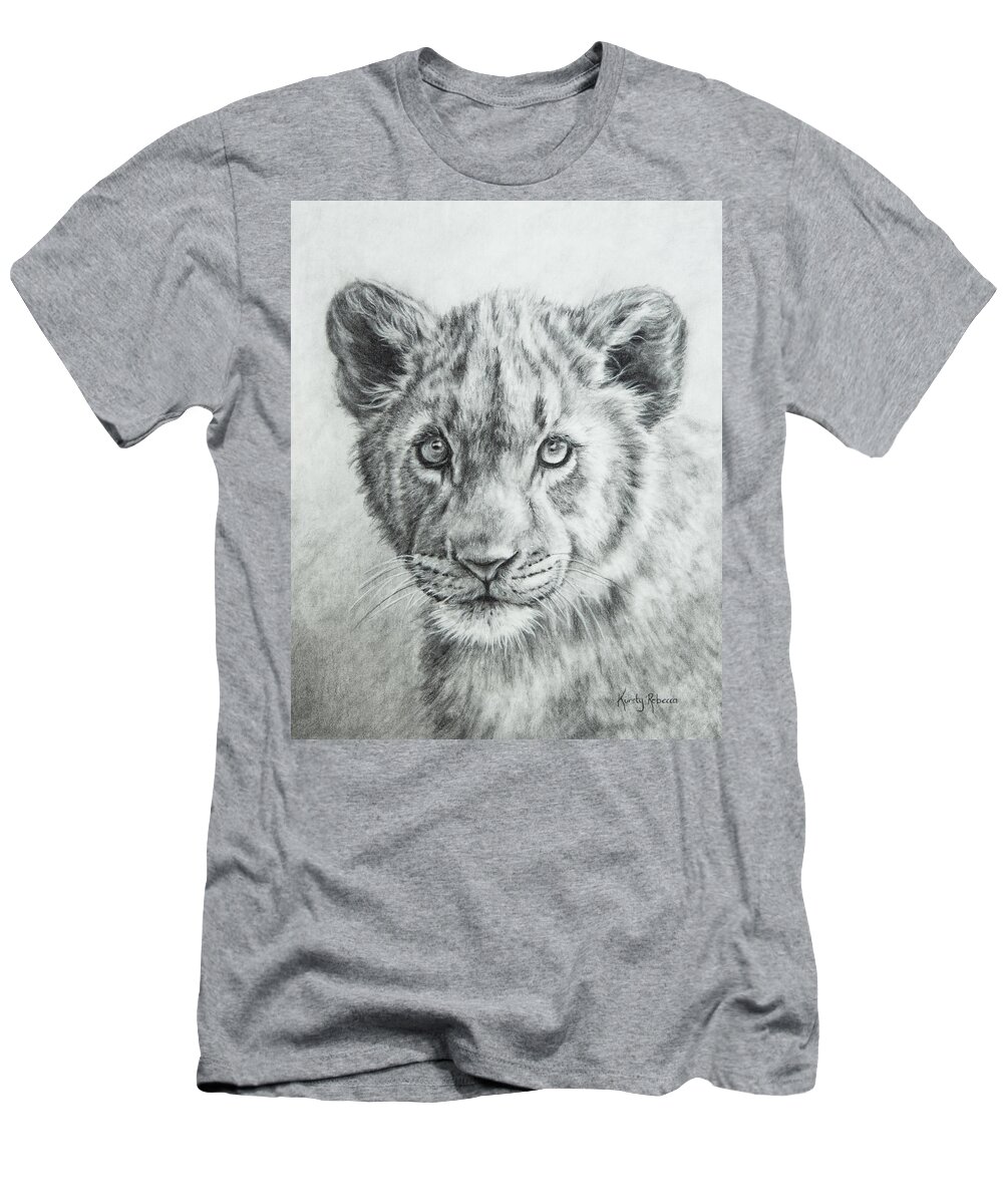Lion Cub T-Shirt featuring the drawing Innocence by Kirsty Rebecca