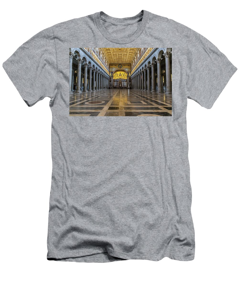 San Paolo T-Shirt featuring the photograph Interior of Basilica of Saint Paul Outside the Walls by Fabiano Di Paolo