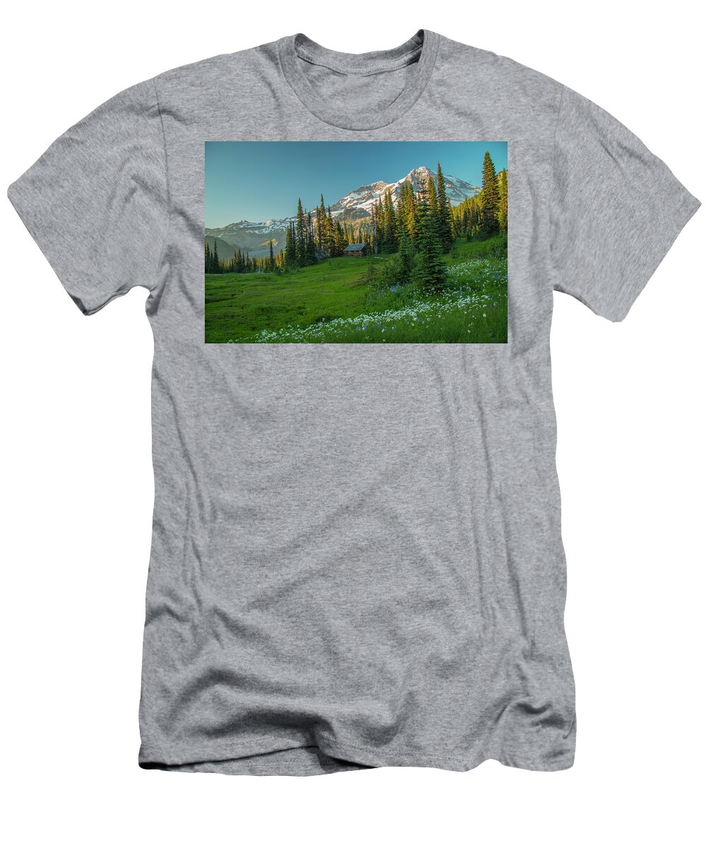 Mount Rainier T-Shirt featuring the photograph Is This Heaven? -- Horizontal by Doug Scrima