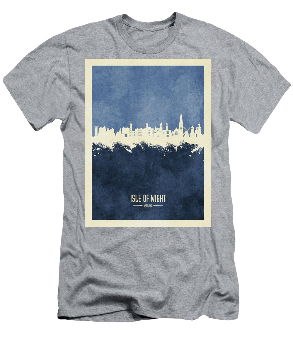 Isle Of Wight T-Shirt featuring the digital art Isle of Wight England Skyline #97 by Michael Tompsett