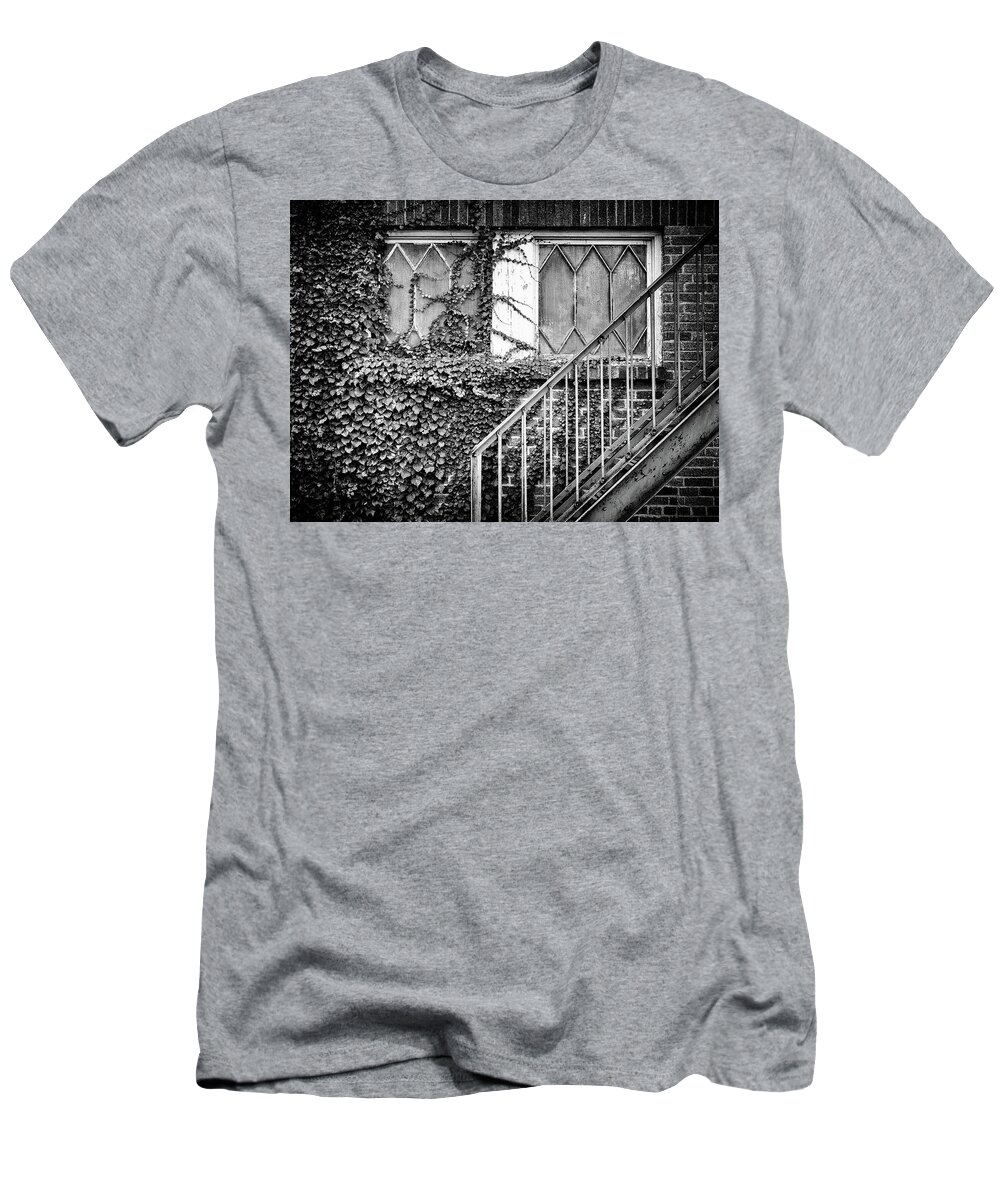  T-Shirt featuring the photograph Ivy, Window And Stairs by Steve Stanger
