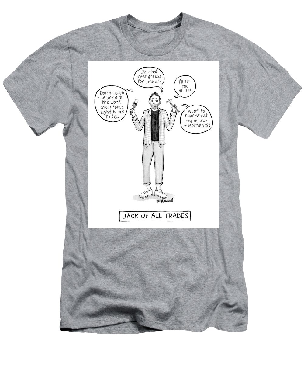 Captionless T-Shirt featuring the drawing Jack of all Trades by Amy Kurzweil