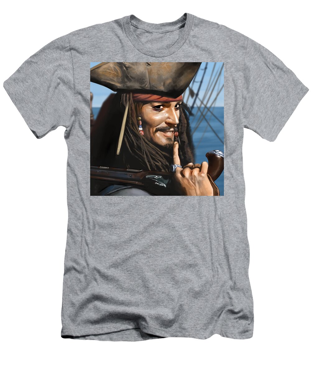 Pirates Of The Caribbean T-Shirt featuring the digital art Jack Sparrow by Darko B