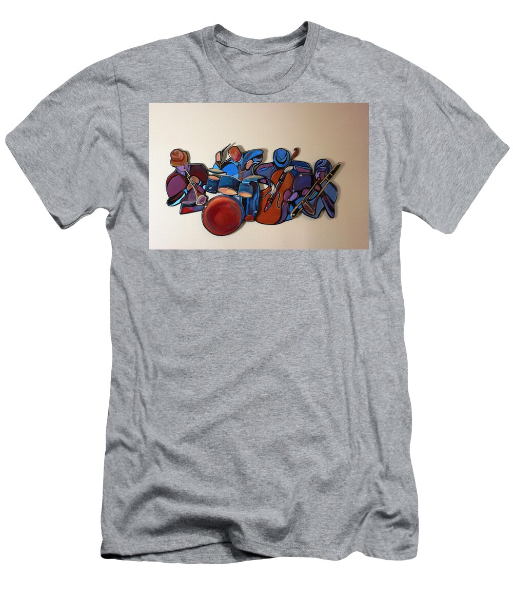 Music T-Shirt featuring the mixed media Jazz Ensemble IV by Bill Manson