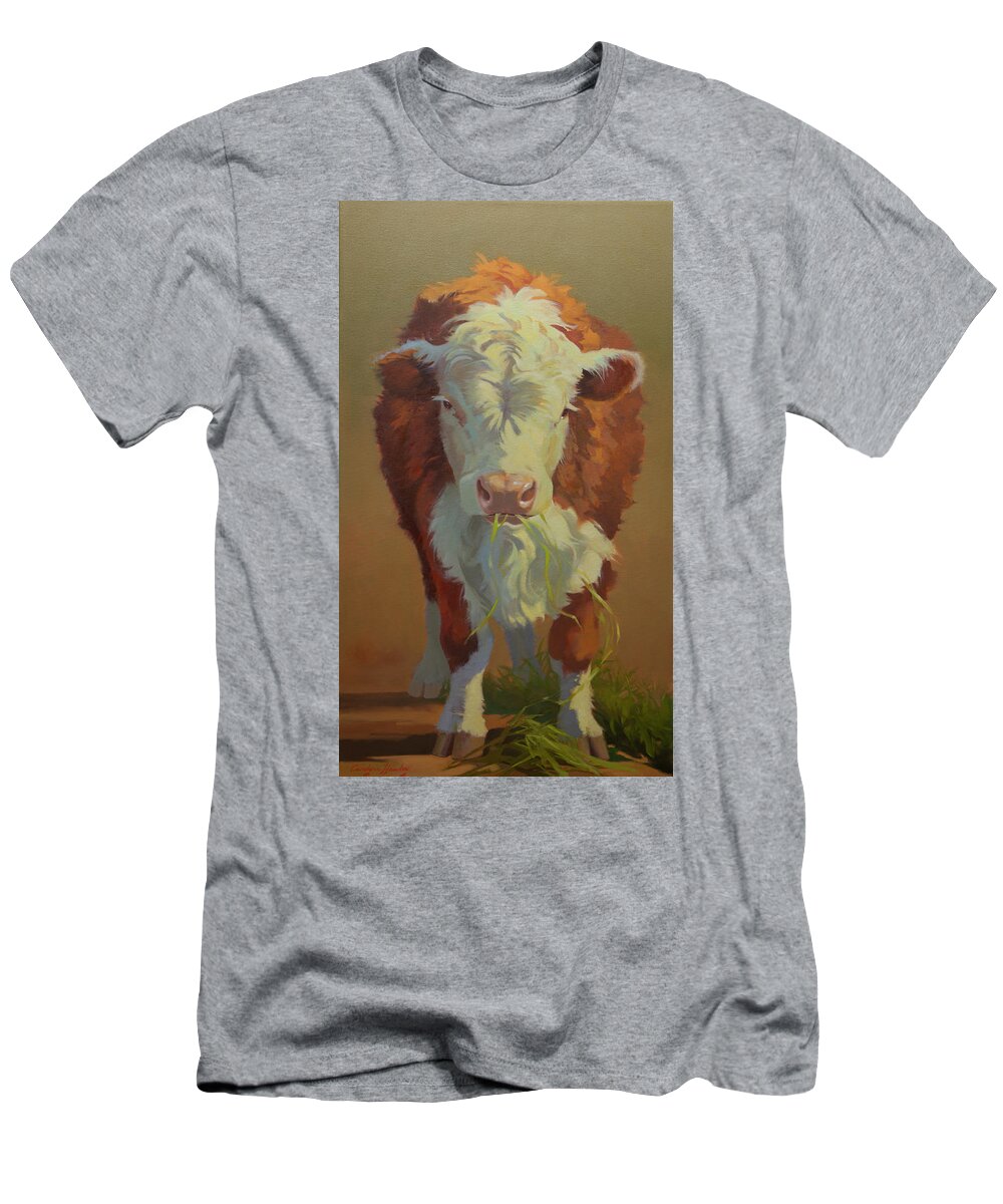 Farm Animals T-Shirt featuring the painting Just a Little Bull by Carolyne Hawley