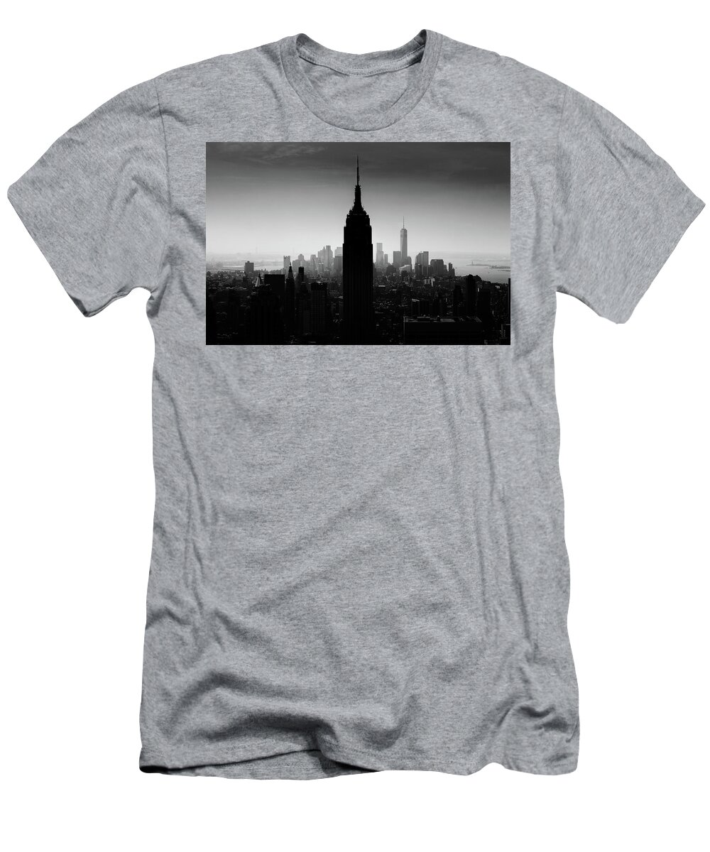 New York City Skyline At Night T-Shirt featuring the photograph Kept In The Dark by Az Jackson
