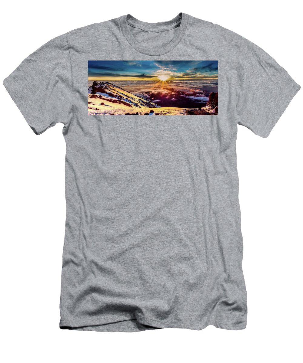 Kilimanjaro T-Shirt featuring the photograph Kilimanjaro Summit Peak - Stella Point Sunrise by Shawn Everhart